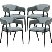 En.casa Esszimmerstuhl 'Kohlmand' 4er Set gepolstert Webstoff Dunkelgrau