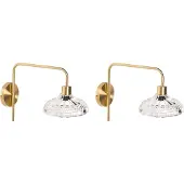 Beliani Wandlampen 2er Set Gold aus Eisen Glas Glamouröser Stil Modernes Design Eleganter Stil Schlafzimmer Wohnzimmer Flur