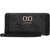 GUESS Karnilla Logo Maxi Wallet In Coal For Women – 14x9x3 CM / Coal