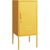 En.casa Nachtschrank Hausjärvi 82x35x35 cm Türgriff links Stahl Gelb
