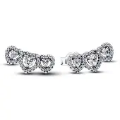 Pandora 294411C01 Damen-Ohrringe Ohrstecker Halo Herz Trilogie Silber