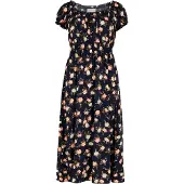 Apricot Midikleid "Vintage Rose Milchmädchen-Kleid" 1 tlg. mit Smokdetails