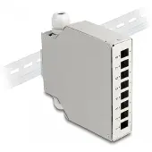 DeLOCK LWL Verteilerbox für Hutschiene 8 Port grau, Huckepack-Steckverbinder, Gerade, Weiblich, Grau, Metall, 126 mm