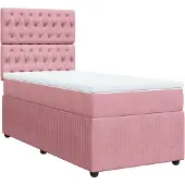 Syfax Boxspringbett mit Matratze Rosa 100x200 cm Samt
