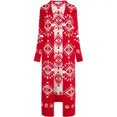 IZIA Langer Cardigan Damen rot weiss