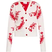 IZIA Strickjacke Damen Wollweiss Rot