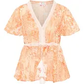 IZIA Bluse Damen Orange Weiss
