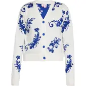 IZIA Strickjacke Damen Wollweiss Blau