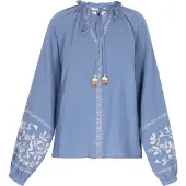 Usha Bluse Damen Denimblau