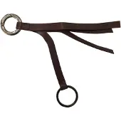 Costume National Brauner Leder-Schlüsselring mit silberfarbener Metallbeschlägen