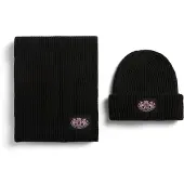 Juicy Couture Wappen Unisex Erwachsene Schwarzes Hut- und Schal-Set - Einheitsgröße