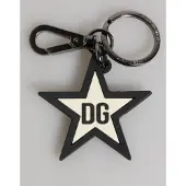 Dolce&Gabbana Weißes Schwarzes DG Logo Stern Gummi Herren Schlüsselanhänger Schlüsselring