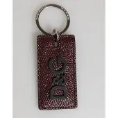 Dolce&Gabbana Dunkelbrauner Leder Logo Metallring Herren Schlüsselanhänger Schlüsselring