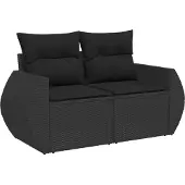 vidaXL Gartensofa-set 10 stk. Schwarz Poly-Rattan