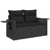 vidaXL Gartensofa-set mit Kissen 8 pcs Schwarz Poly-Rattan