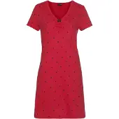 Vivance Nachthemd DREAMS, Damen, Gr. 32/34, N-Gr, rot, Single Jersey, Obermaterial: 100% Baumwolle, gemustert, bequem kurz, V-Ausschnitt, eingesetzt Häkelkante, Kleider Nachthemd, mit Herzchen-Druck