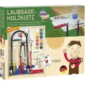Pebaro Laubsäge Set 16 tlg., Holzkiste gefüllt mit Werkzeug + Arbeitsplatte