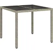 vidaXL Gartentisch Grau 90 x 90 x 75 cm Poly-Rattan