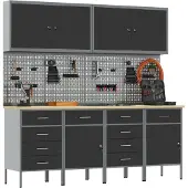 vidaXL Werkbank mit Speicher 10 pcs Schwarz Ingenieure Holz und Stahl
