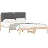 vidaXL Bettgestell mit gepolstertem Kopfteil Dunkelgrau 140 x 200 cm