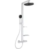 Ideal standard Alu+ Duschsystem mit Ceratherm Brausethermostat, 2 Ablagen, 2-Funktions-Handbrause und 2-Funktions-Kopfbrause