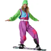 TecTake Damenkostüm Retro 80er 90er Ski Anzug