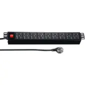 EFB Elektronik 19"1,5HE Steckdosenl. USB 9xA/9xC mit Schalter, sw