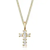 Elli Halsketten - Halskette Kreuz Religion Glaube Symbol Topas 585 G - Gr. unisize - in Gelbgold - für Damen