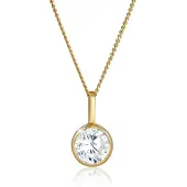Elli Halsketten - Halskette Solitär Zirkonia 585 Gelbgold - Gr. unisize - in Gold - für Damen