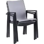 Vente-unique Gartensessel 2er-Set stapelbar - Aluminium & Textilene - Hellgrau & Schwarz - VALERA