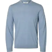 Selected Herren - Tray Merino Rundhals-Pullover - Dusty Blue