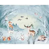 Overig Vliestapete "Digitaldruck Vlies - Animal Sleepover - Größe 350 x 280 cm" bedruckt glatt Kinderzimmer