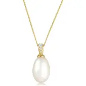 Elli DIAMONDS Halsketten - Halskette Süßwasserzuchtperle Diamant (0.05 ct) 58 - Gr. unisize - in Weiß - für Damen