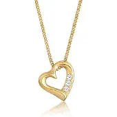 Elli DIAMONDS Halsketten - Halskette Herz Liebe Diamant (0.045 ct.) 585 Gelbg - Gr. unisize - in Weiß - für Damen
