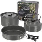 NGT 3 teiliges Kochset Angeln Outdoor Camping Teekanne Kochtopf Pfanne
