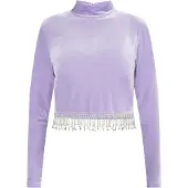 Faina Glitzershirt aus Stretchsamt Damen Lavendel