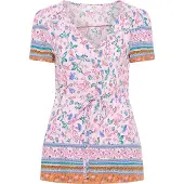 Usha kurzarmbluse Damen Rosa Mehrfarbig