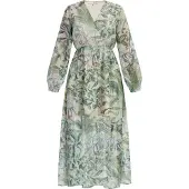 IZIA Maxi Langarmkleid Damen Dschungel Druck