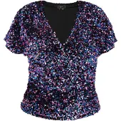 Faina Bluse Damen blau rosa