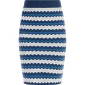 Faina Strick Midirock Damen Blau Mehrfarbig