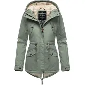 MARIKOO Winterjacke "Manolya" mit Kapuze stylischer Kurzmantel mit weichem Teddyfell-Futter