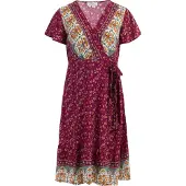 Usha Sommerkleid Damen Beere Pink Mehrfarbig