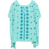 Usha Poncho Damen Helltürkis Mehrfarbig