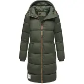 MARIKOO lange Damen Steppjacke mit Kapuze & Kragen – Modell Nomadiaa