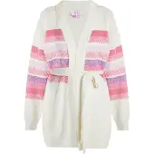 IZIA Strickjacke Damen Weiss Mehrfarbig