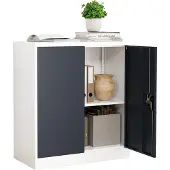 VCM Aktenschrank "Büroschrank Stahlschrank abschließbar Malivo 2fach", schwarz (weiß, anthrazit), B:80cm T:40cm, Obermaterial: 100% Metall MT., Schränke, Aktenschrank