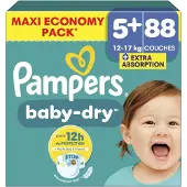 Pampers Baby-Dry Windeln - Größe 5+ (12-17 kg) - 88 Stück - Weiß