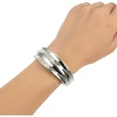 Calvin Klein Stilvolles Damen Armreif Edelstahl-Armband Arm-Schmuck Handgelenk-Schmuck Größe XS KJ4SMD0001 Silber