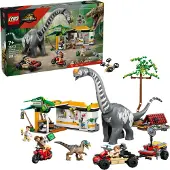 LEGO Jurassic World Raptor & Titanosaurus: Große Fährtensuche – 2 Spielzeug Dinosaurier Figuren, ein Geländewagen, ein Motorrad und 3 Minifiguren – Geschenk für Jungen und Mädchen ab 7 Jahren – 76973