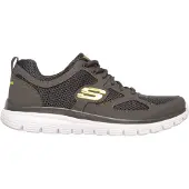 SKECHERS Sneaker "BURNS-AGOURA", Herren, Gr. 44, Textil, braun (dunkelgrau), Leder, Textil, kontrastfarbene Details, Schuhe Sneaker, Schnürschuh, Sportschuh mit Memory Foam